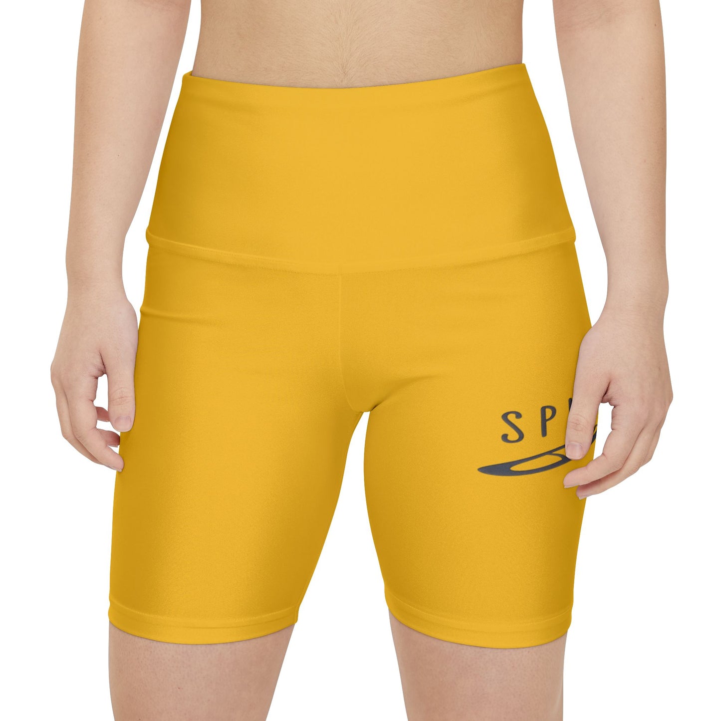 Sleek Yellow Women's Workout Shorts with SPLENDOR Design