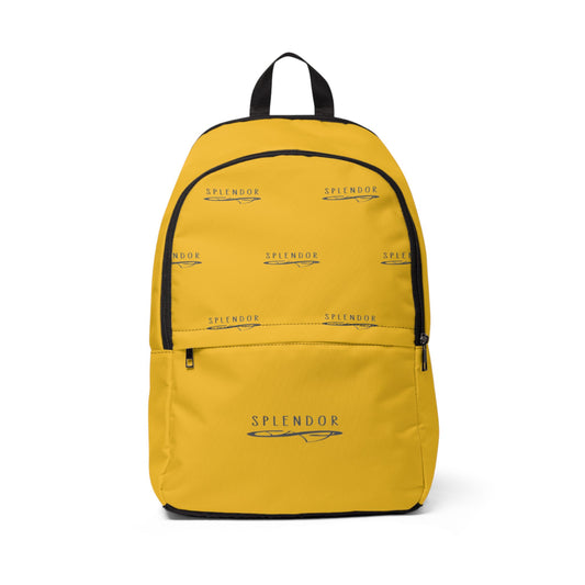 Stylish Unisex Fabric Backpack for School & Travel - Bright Yellow with SPLENDOR Design